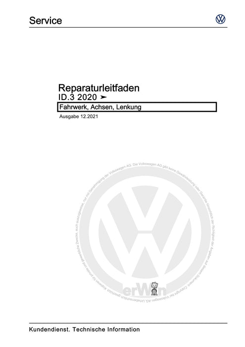 ID.3 (2020+) Reparaturanleitung Fahrwerk, Achsen, Lenkung