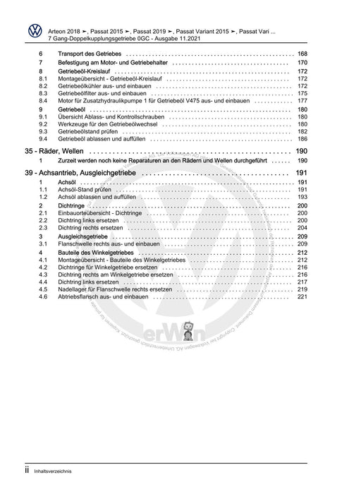 Passat (2019+) Reparaturanleitung 7 Gang-Doppelkupplungsgetriebe 0GC