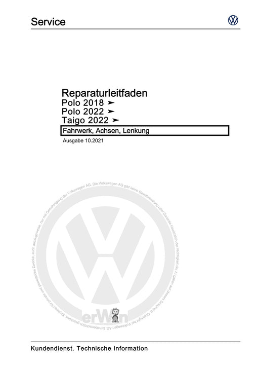 Polo 2018 - 2021 Reparaturanleitung Fahrwerk, Achsen, Lenkung