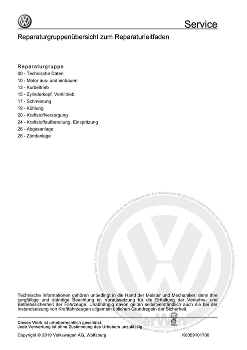 EOS (2006+) Reparaturanleitung 6-Zyl. Einspritzmotor