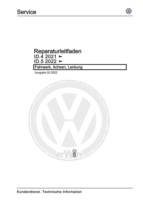 ID.5 (2021+) Reparaturanleitung Fahrwerk, Achsen, Lenkung