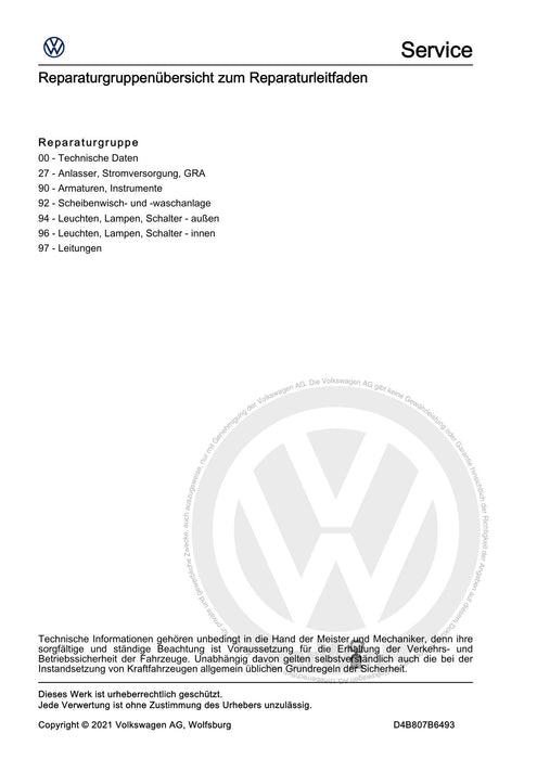 Golf VII (2013+2020)+Golf-Variant-Sportsvan Reparaturanleitung Elektrische Anlage