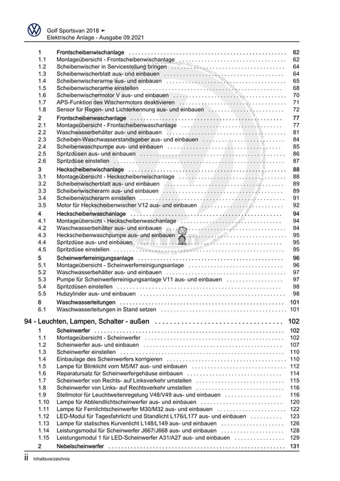 Golf VII (2013+2020)+Golf-Variant-Sportsvan Reparaturanleitung Elektrische Anlage