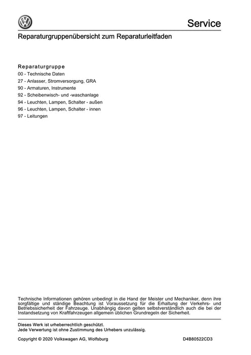 Sharan (2011+) Reparaturanleitung Elektrische Anlage