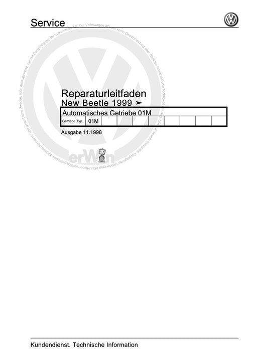 Beetle (1998 - 2010) New Beetle-Cabrio Reparaturanleitung Automatisches Getriebe 01M