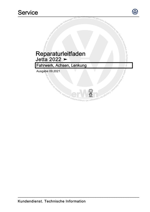Jetta (2014+) Reparaturanleitung Fahrwerk, Achsen, Lenkung
