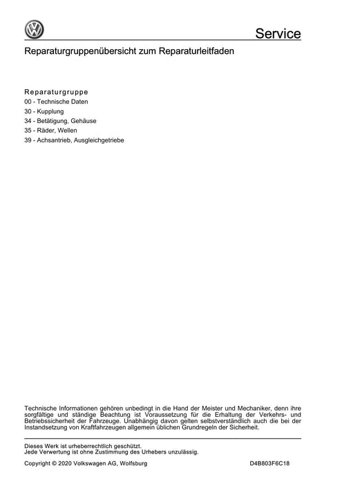 Touran (2016+) Reparaturanleitung 6 Gang-Schaltgetriebe 02S