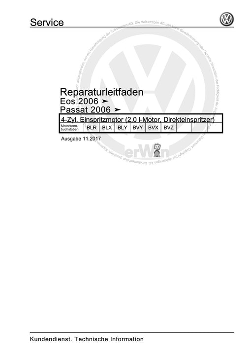EOS (2006+) Reparaturanleitung 4-Zyl. Einspritzmotor (2,0 l-Motor, Direkteinspritzer)