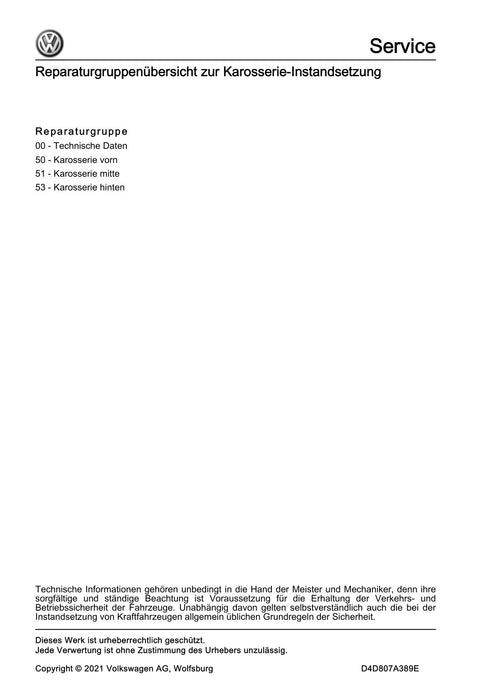 ID.4 (2020+) E2, E21] Reparaturanleitung Karosserie-Instandsetzung