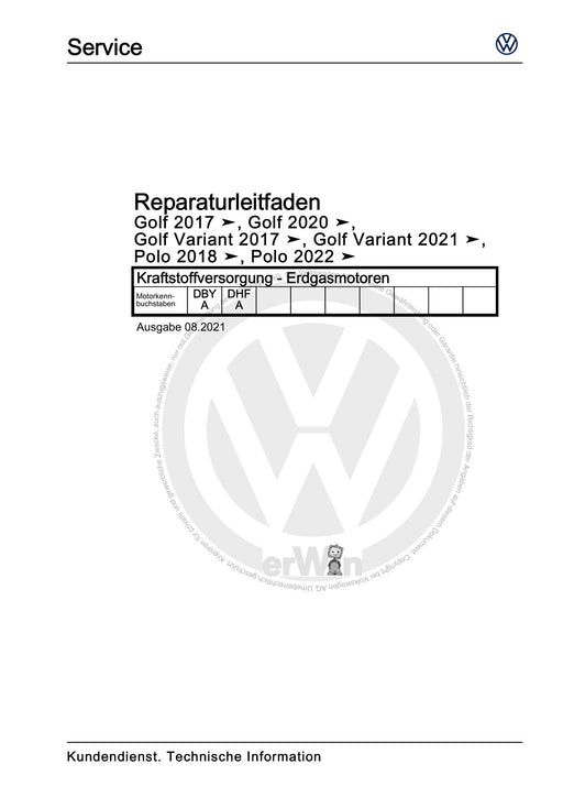 Polo 2022 Reparaturanleitung Kraftstoffversorgung - Erdgasmotoren