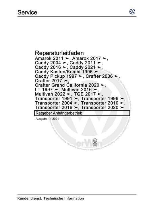 Caddy (2011 - 2015) Caddy-Caddy Maxi Reparaturanleitung Ratgeber Anhängerbetrieb
