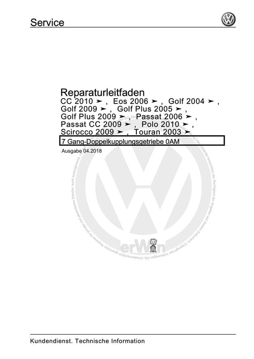 Passat (2005 - 2008) Passat-Passat Variant Reparaturanleitung 7 Gang-Doppelkupplungsgetriebe 0AM