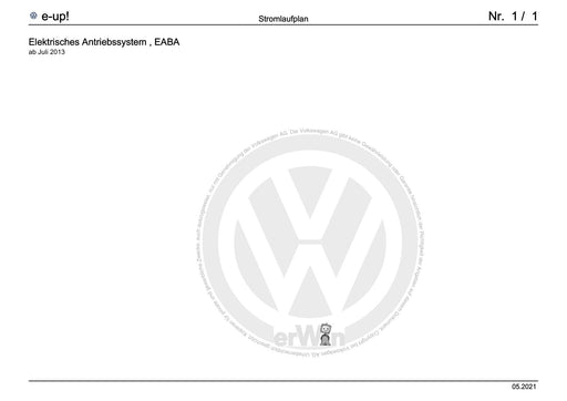 Up! (2012+) eUp! (2014+) Stromlaufplan Elektrisches Antriebssystem, EABA, ab Juli 2013