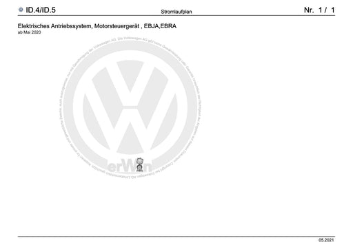 ID.5 (2021+) Stromlaufplan Elektrisches Antriebssystem, Motorsteuergerät, EBRA, ab Mai 2020