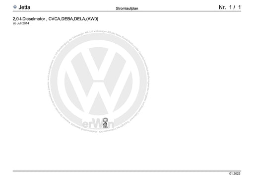Jetta (1980 - 1988) Jetta Stromlaufplan 2,0-l-Dieselmotor, DELA,(AW0), ab Juli 2014