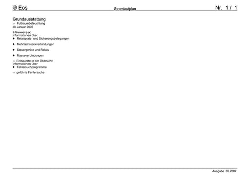 EOS (2006+) Stromlaufplan Grundausstattung, Fußraumbeleuchtung, ab Januar 2006