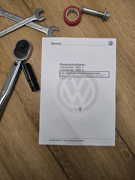 Transporter (1991 - 1996) Reparaturanleitung 5-Zyl. Dieselmotor (Verteilereinspritzpumpe) DRUCK
